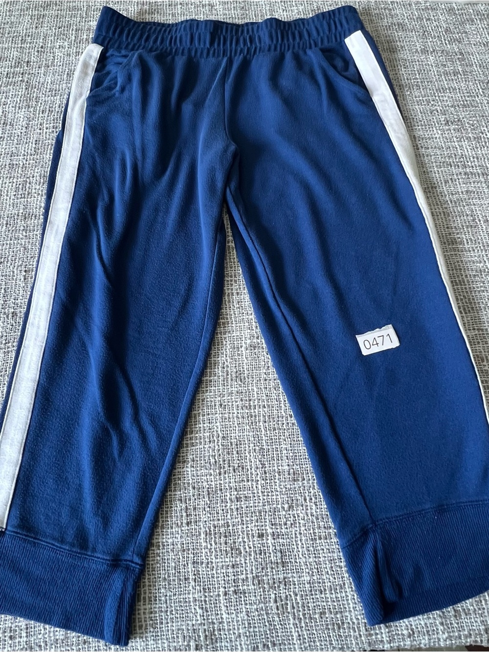 Athletic Works Navy Blue Sweatpants with White Side Stripes
